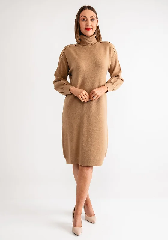 Serafina Collection Gold Bee Button Jumper Dess, Camel