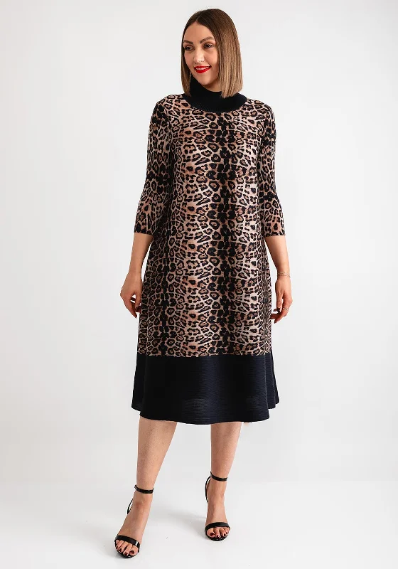 Thanny Leopard Print Aline Dress, Beige