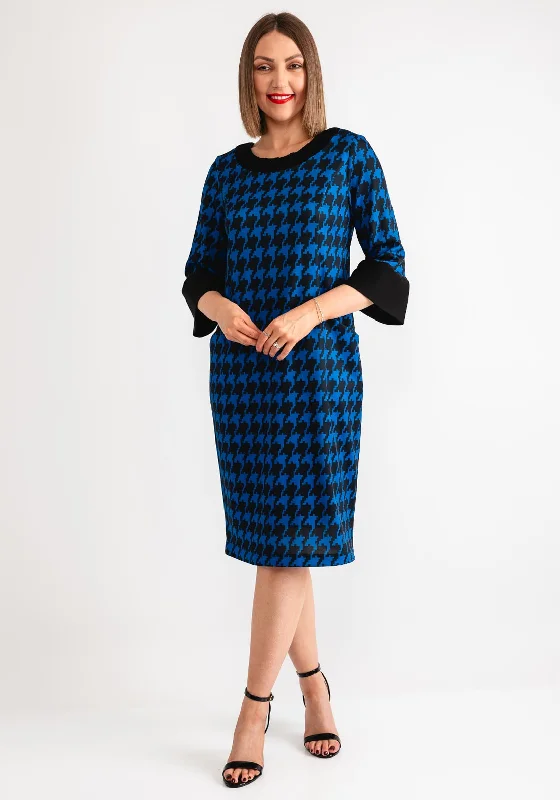 Avalon Nina Houndstooth Pencil Dress, Royal Blue