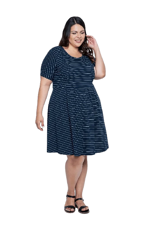 KAITLYN BREASTFEEDING DRESS WHITE & NAVY STRIPE