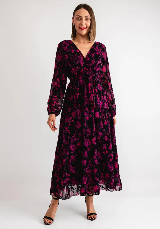 Serafina Collection Floral Maxi Dress, Black and Pink