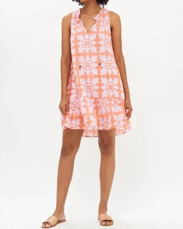 Ruffle Hem Dress In Orange