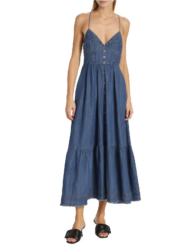 Denim Maxi Dress In Blue