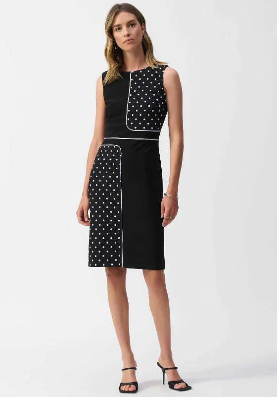 Joseph Ribkoff Polka Dot Panel Pencil Dress, Black