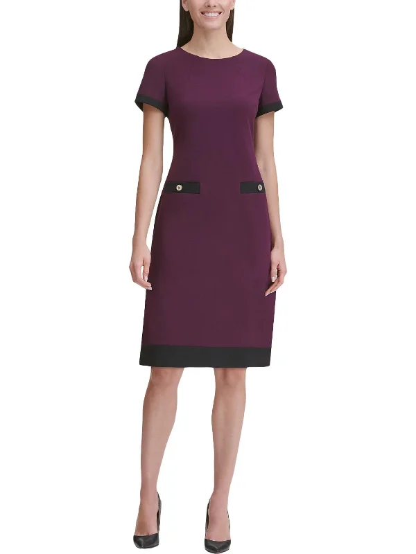 Womens Contrast Trim Mini Wear to Work Dress