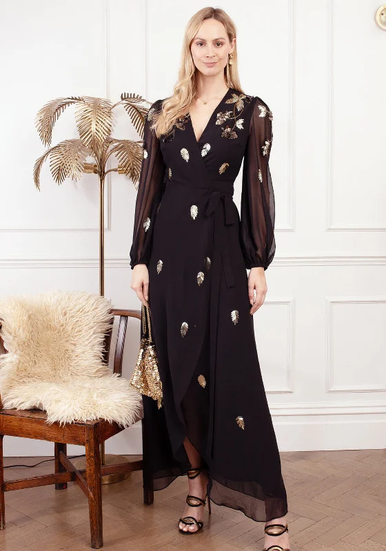 Must-Have Deals Hope & Ivy Melanie Embellished Wrap Dress, Black
