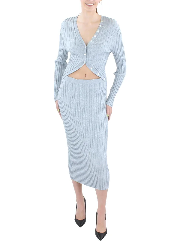 Clearance Items Kim Womens Ribbed Knit Cut-Out Sweaterdress