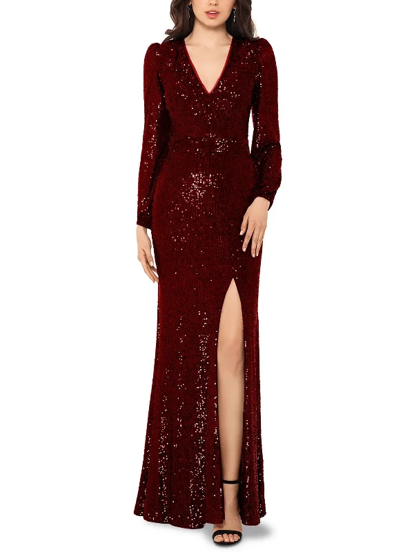 Womens Mesh Sequined Formal Dress