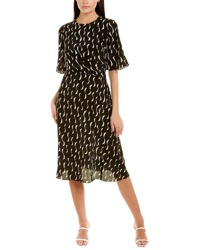 St. John Printed Silk Midi Dress