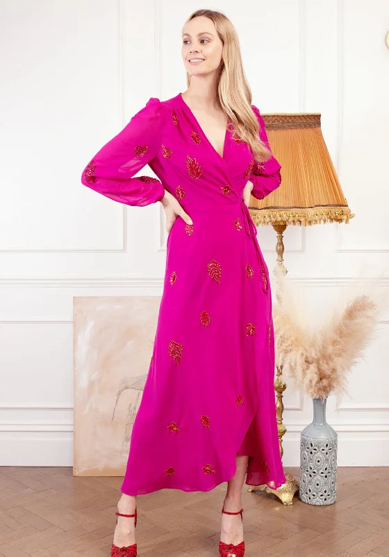 Incredible Offers Hope & Ivy Honey Embellished Wrap Dress, Pink