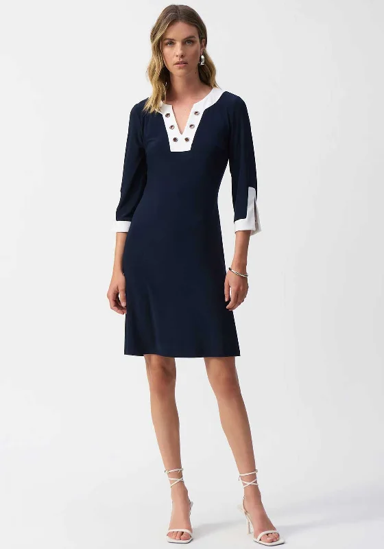 Joseph Ribkoff Eyelet Neck Aline Dress, Navy