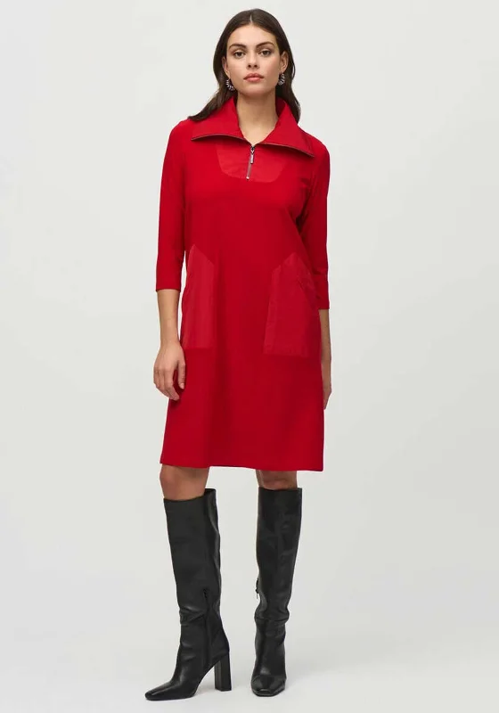 Joseph Ribkoff Half Zip Jersey Dress, Lipstick Red