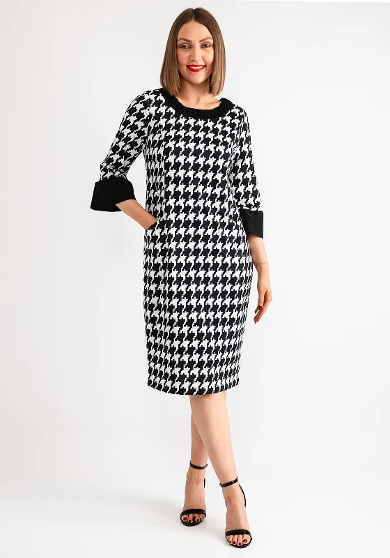 Avalon Nina Houndstooth Pencil Dress, Black and White