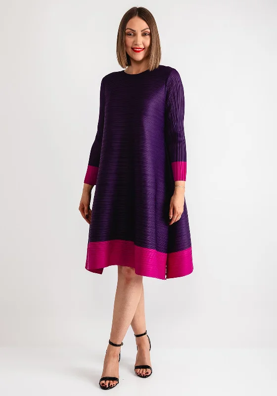 Thanny Contrast Trim Aline Dress, Purple