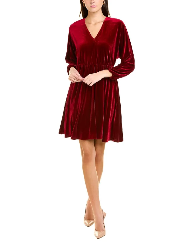 London Times V-Neck Velvet Mini Dress