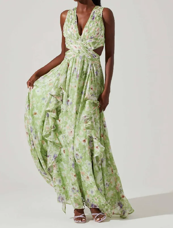 Noya Dress In Green Floral