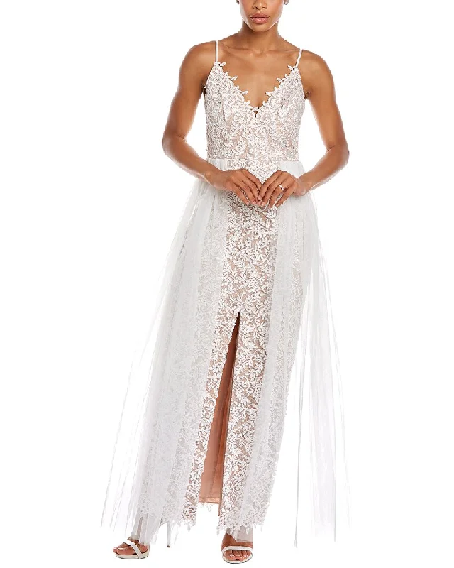 Aidan Mattox V-Neck Lace Gown