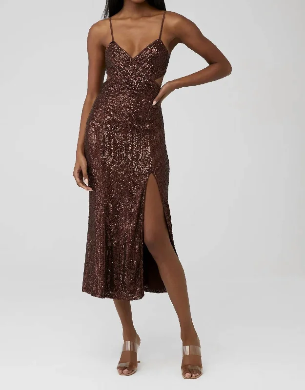 Harmonie Dress In Chocolate Sequin