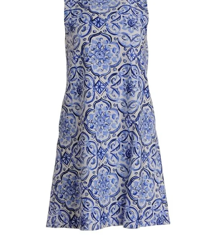 Beth Dress In Painted Tile Cobalt