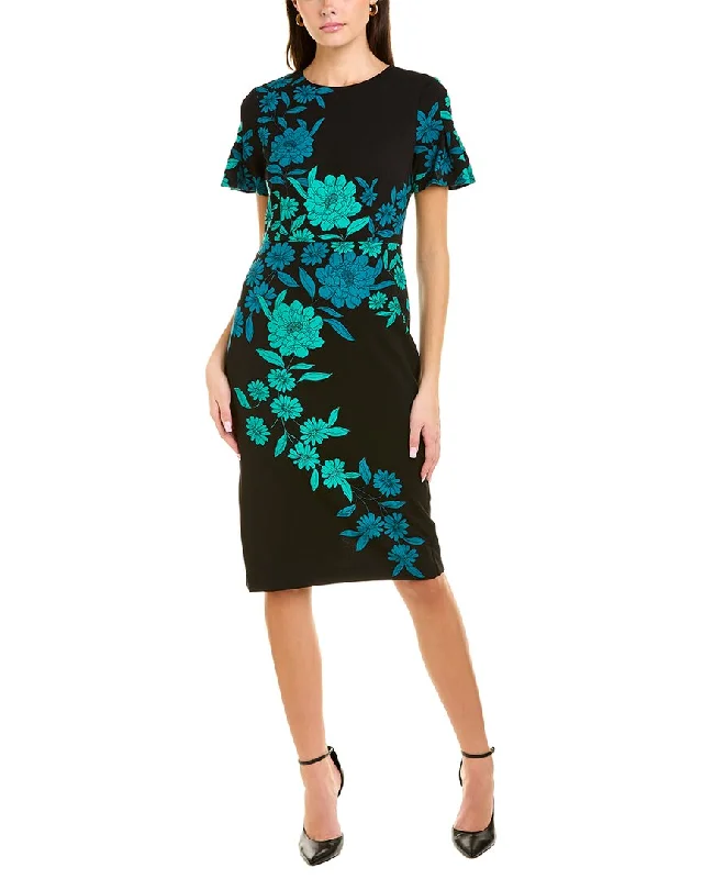 London Times Flutter Sleeve Midi Dress