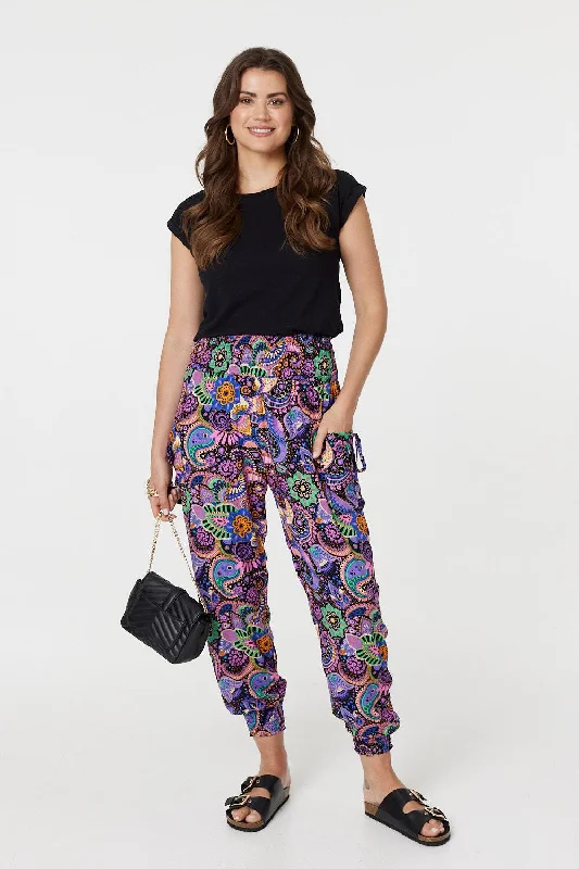 Paisley Tassel Pocket Harem Pants