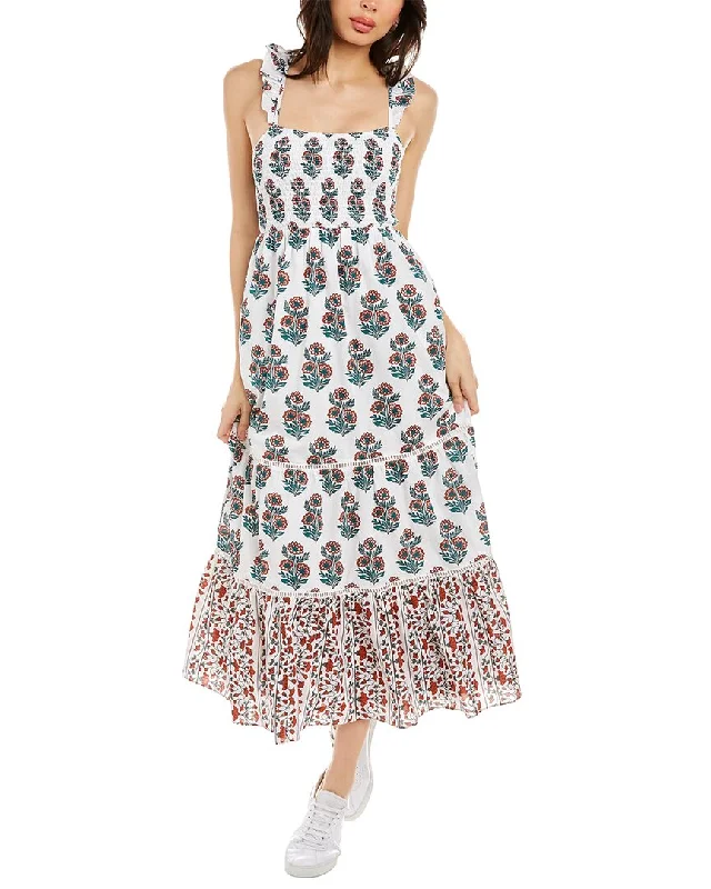 Celina Moon Smocked Midi Dress