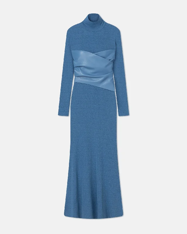 New Arrival Amabel - Mesh Jersey And Okobor™ Alt-Leather Maxi Dress - Blue