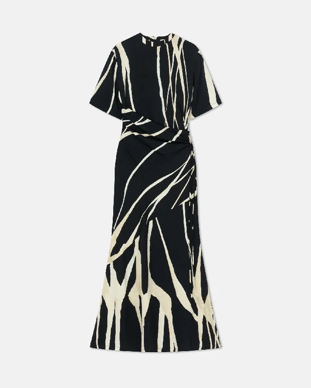 Brantley - Printed Georgette Midi Dress - Light Fringe