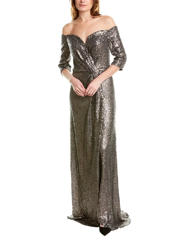 Rene Ruiz Off-The-Shoulder Sequin Gown