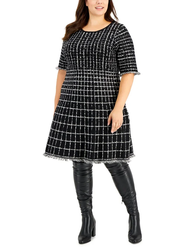 Plus Womens Pattern Knee Sweaterdress