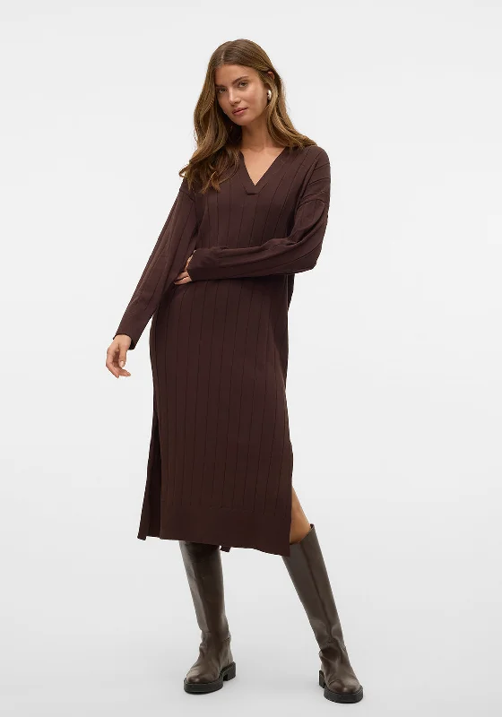 Vero Moda Aware Malvie Ribbed Dress, Brown