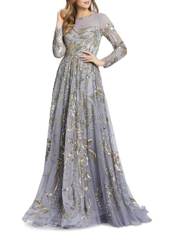 Womens Embellished Long Evening Dress