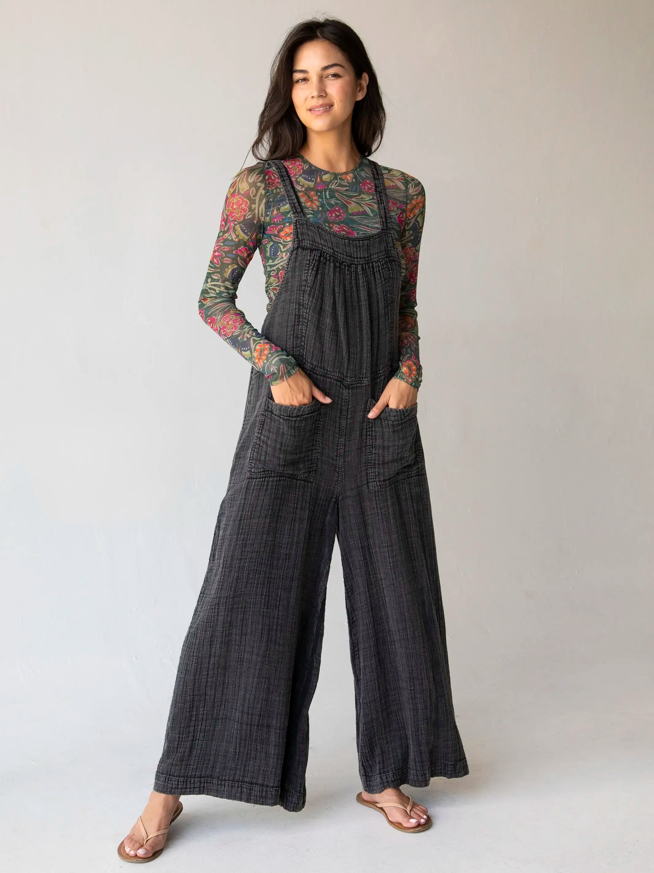 Extra Discounts Dakota Tie Overall - Washed Black Cotton