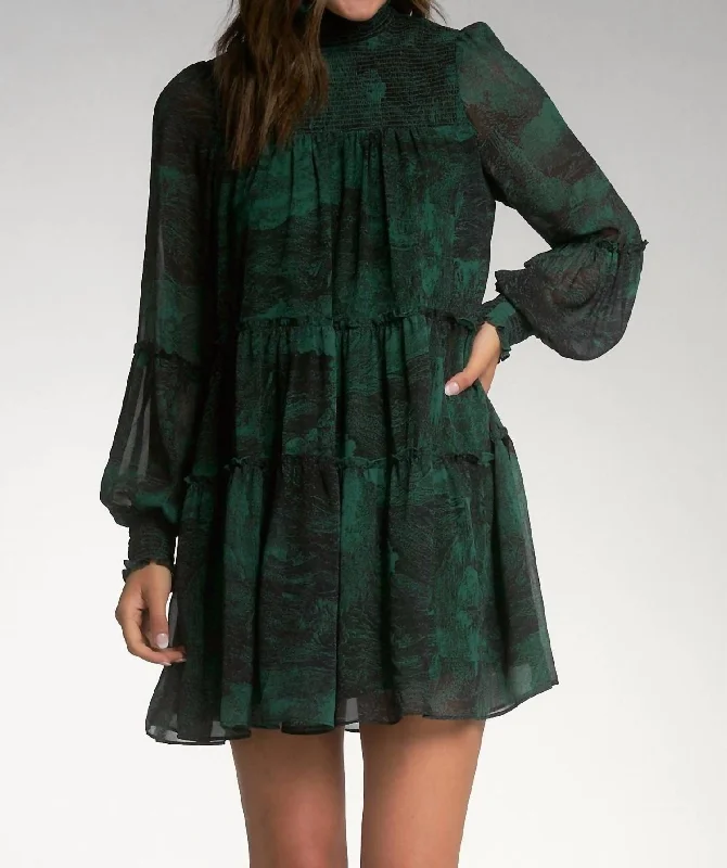 Print Dress In Green