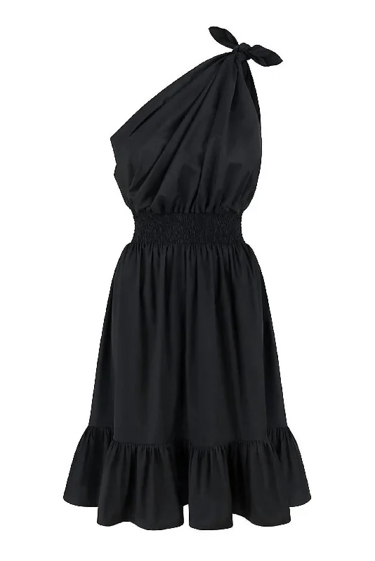 Demi One Shoulder Dress in Black