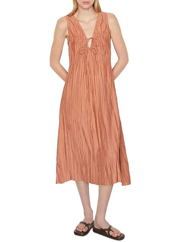 Womens Drawstring Crinkled Sundress