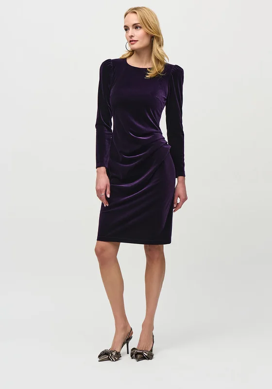 Joseph Ribkoff Ruched Velvet Dress, Purple