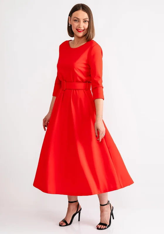 Kate Cooper Belted A-Line Dress, Red