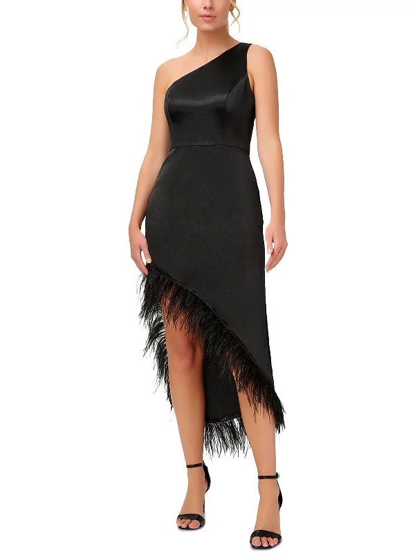 Womens Fringe Hem Asymmetrical Cocktail and Party Dress