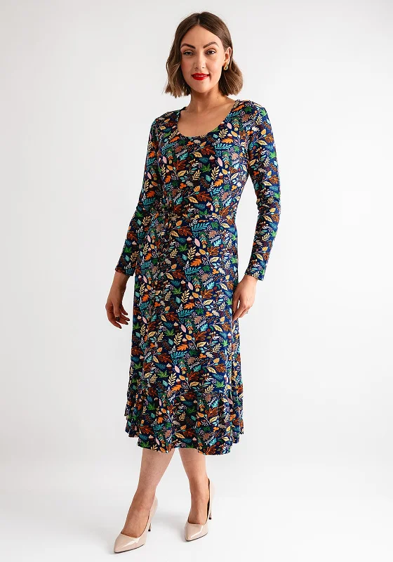 Pretty Vacant Gabi Acorn Print Midi Dress, Navy Multi