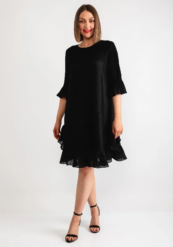 Thanny Ruffle Trim Shift Dress, Black