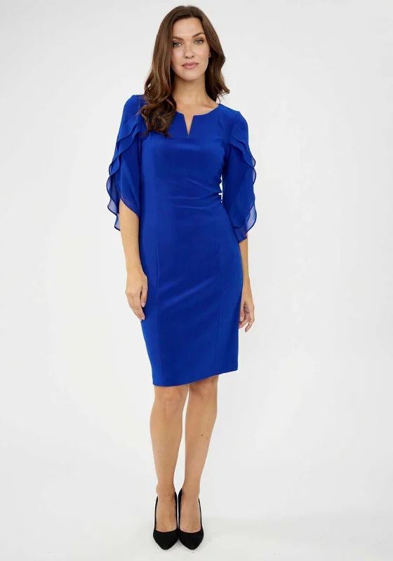 Joseph Ribkoff Chiffon Sleeve Pencil Dress, Royal Blue