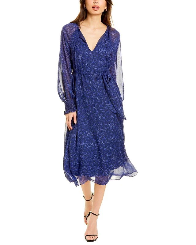 Laundry by Shelli Segal Long Sleeve Flora Midi Dress