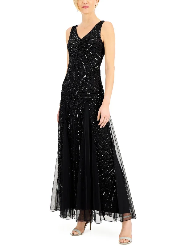 Womens Beaded Long Evening Dress