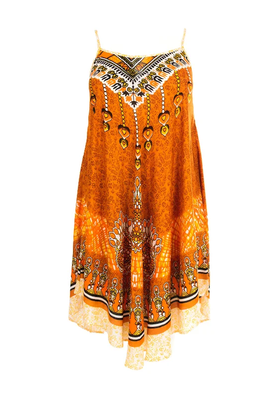 Serafina Collection Luna Print One Size Midi Dress, Apricot