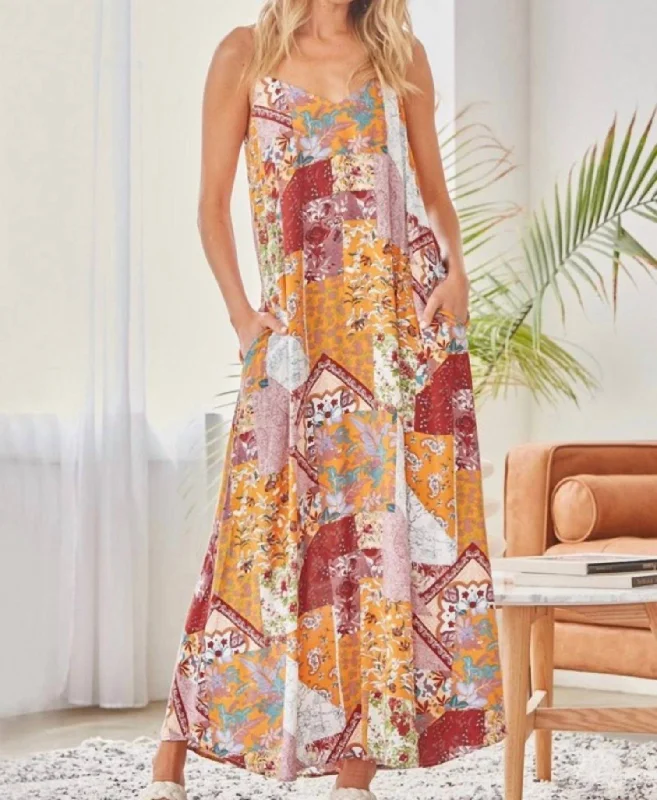 Patchwork Maxi Dress in Multi