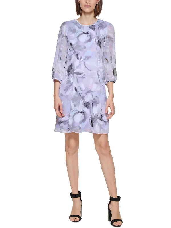 Womens Floral Mini Shift Dress