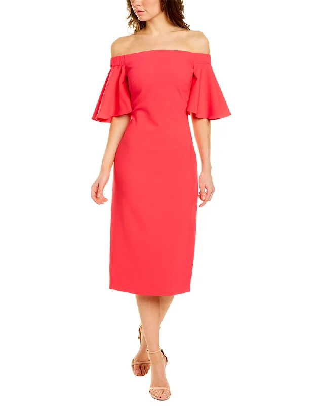 Theia Off-The-Shoulder Midi Dress