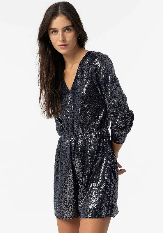 Tiffosi Jenny Sequin Playsuit, Navy