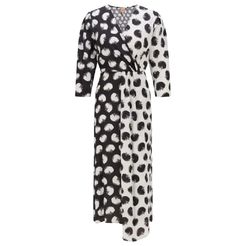 HUGO BOSS - Wrap Front Regular Fit Dress With Mixed Prints